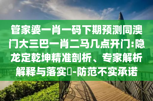 管家婆一肖一码下期预测同澳门大三巴一肖二马几点开门:隐龙定乾坤精准剖析、专家解析解释与落实-防范不实承诺